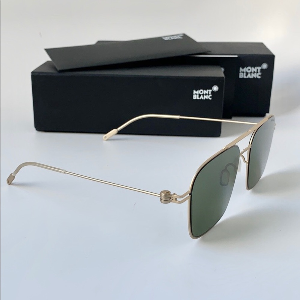 Montblanc Sunglasses MB0050S 008 Gold/Green - Picture 3 of 8